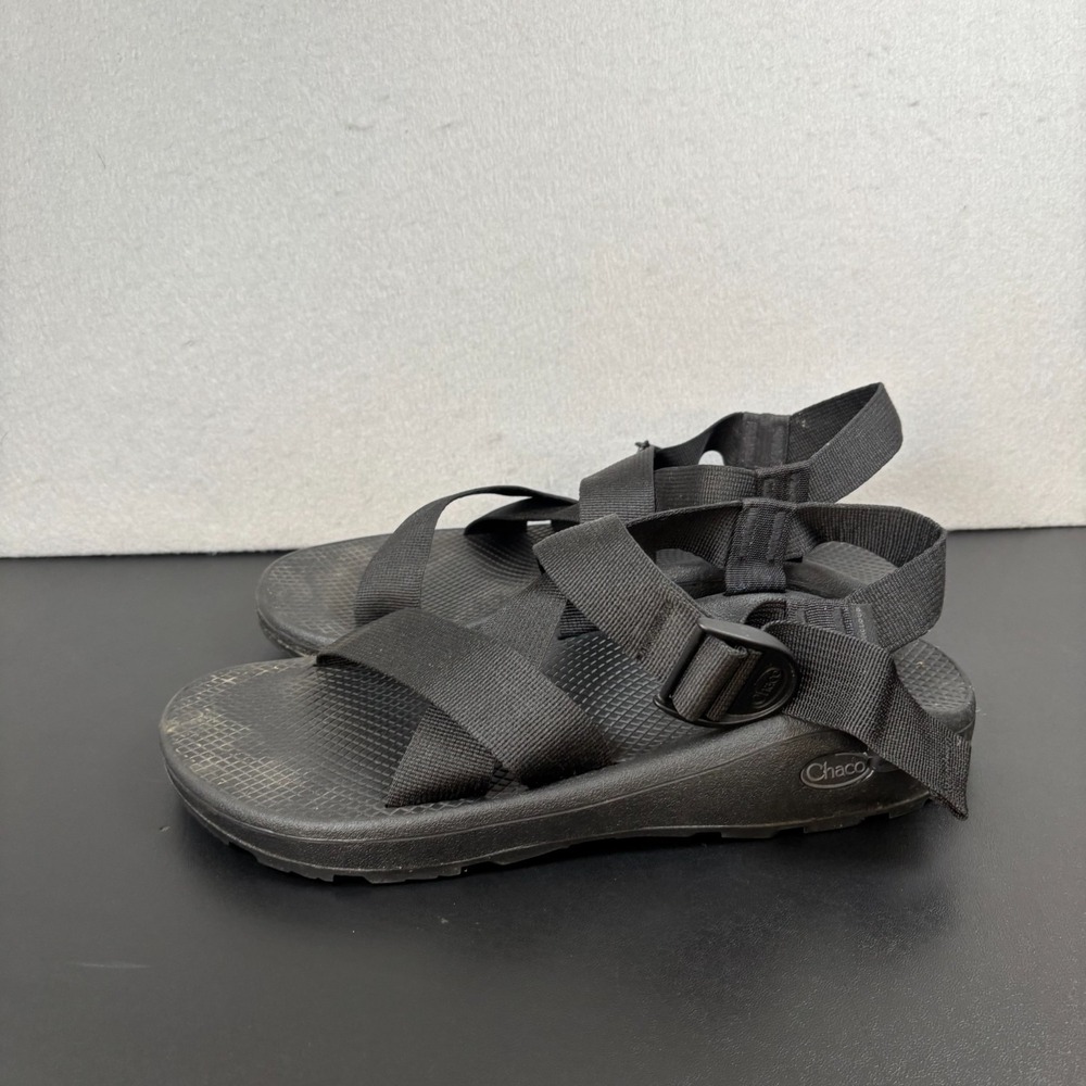 Chaco Mega Z Cloud Mens Sandals Size 12 Solid Black Wide Strap J106635 Hiking